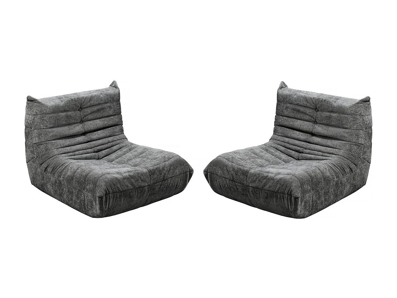 Set aus 2 modularen Sesseln aus strukturiertem Stoff "Velasca" Grau - Bequem und elegant