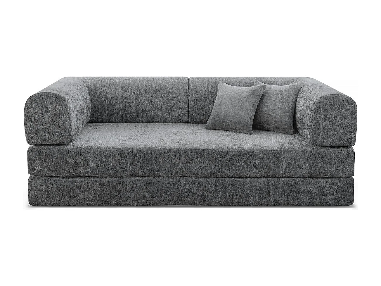 Canapé droit convertible en tissu texturé "Elior" - 3 places - Gris foncé