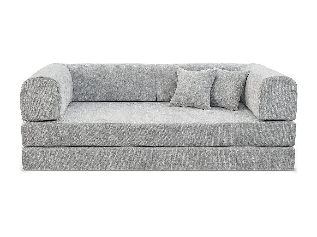 Canapé droit convertible en tissu texturé "Elior" - 3 places - Gris