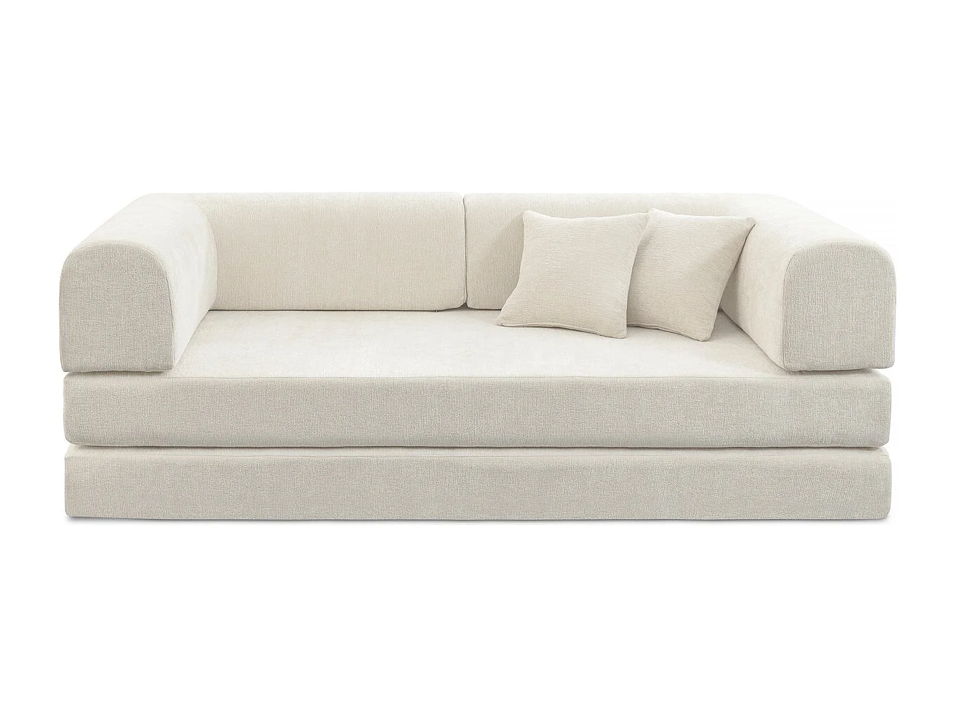 Divano letto dritto "Elior" in tessuto testurizzato - 3 posti - Beige