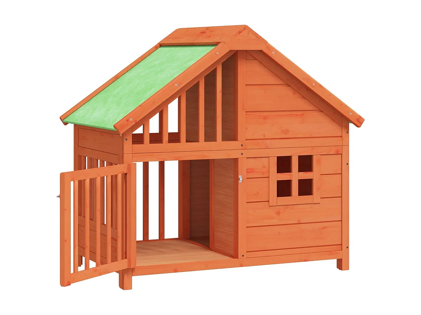 Caseta para perros madera maciza de pino marrón 96x60,5x87 cm