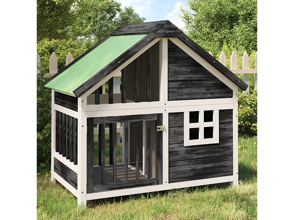 Chenil gris 96x60,5x87 cm bois de pin solide