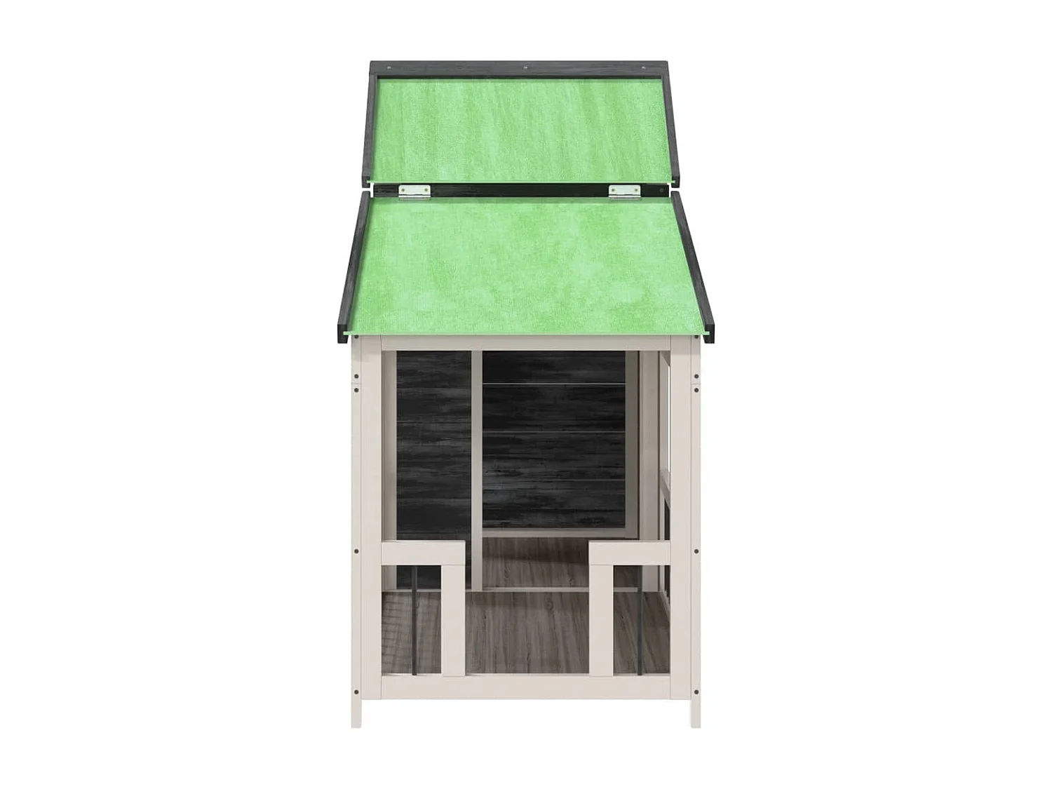 Caseta para perros madera maciza de pino gris 143x60,5x109 cm