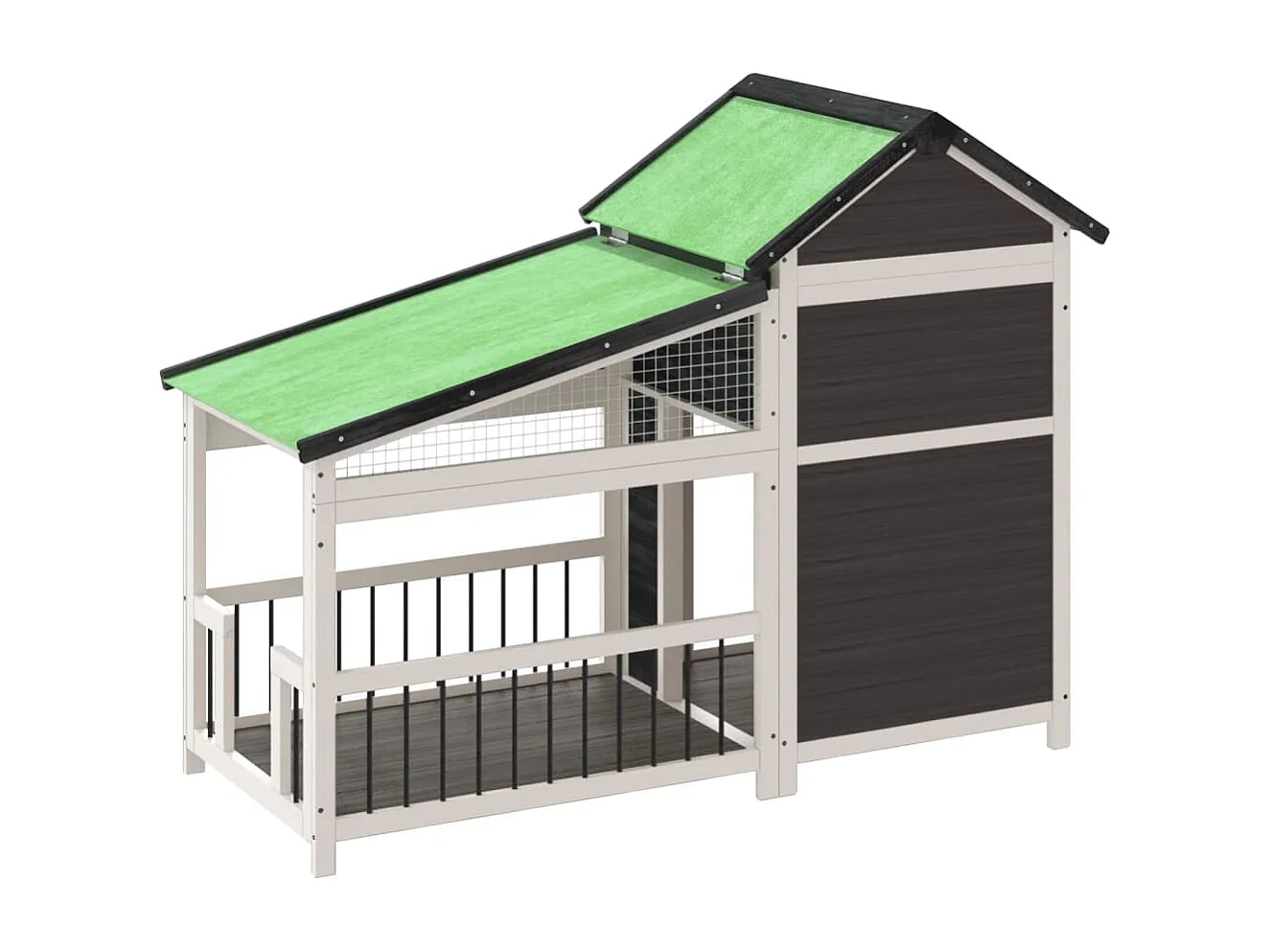 Caseta para perros madera maciza de pino gris 143x60,5x109 cm