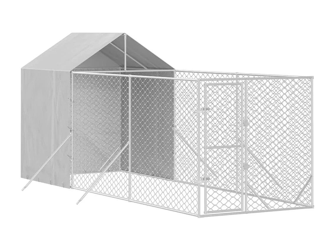 Chenil d'extérieur pour chiens avec toit argenté 2x6x2,5 m