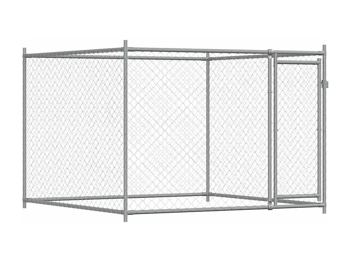 Hondenhok met deur 2x2x1,5 m gegalvaniseerd staal grijs