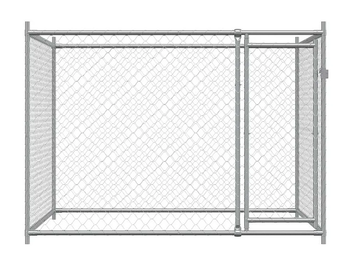 Hondenhok met deur 2x2x1,5 m gegalvaniseerd staal grijs