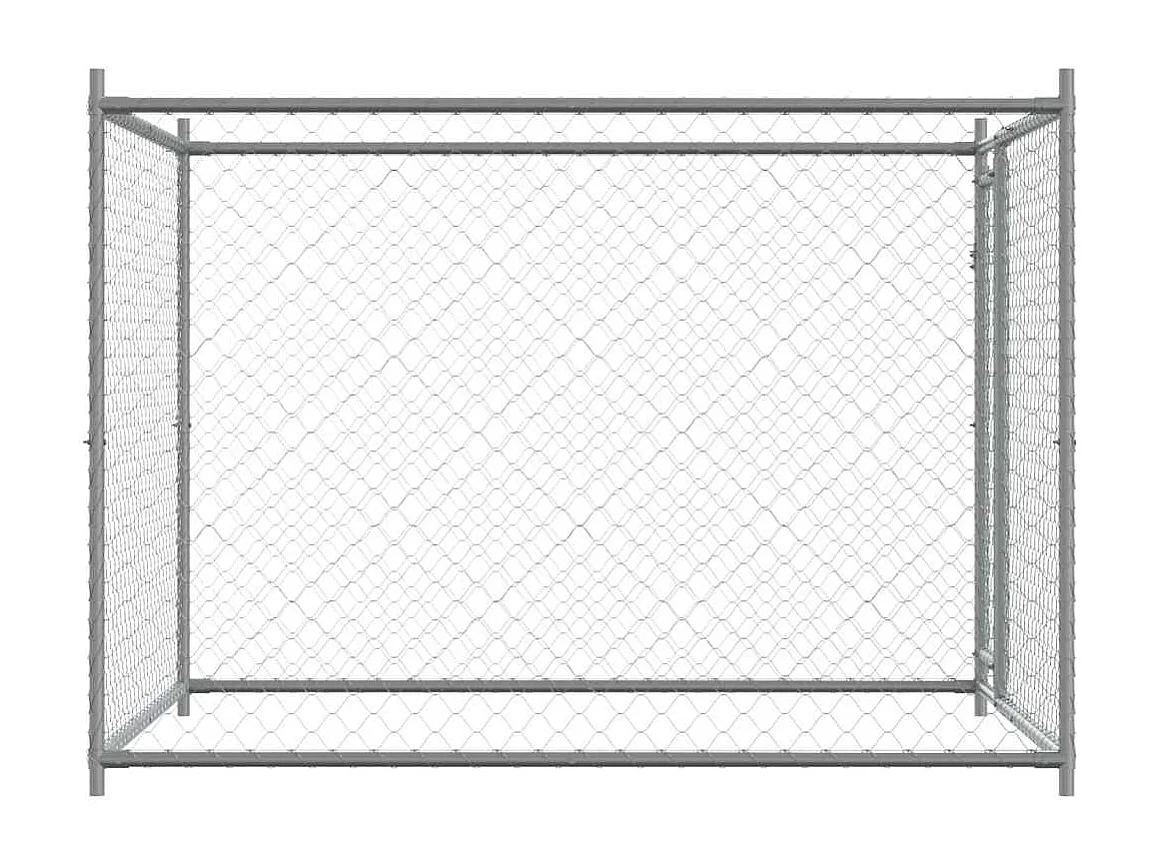 Cage pour chien avec porte gris 2x2x1,5 m acier galvanisé