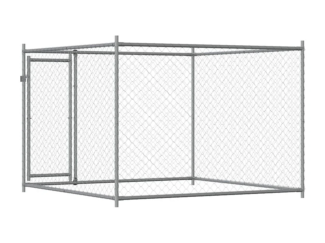 Cage pour chien avec porte gris 2x2x1,5 m acier galvanisé