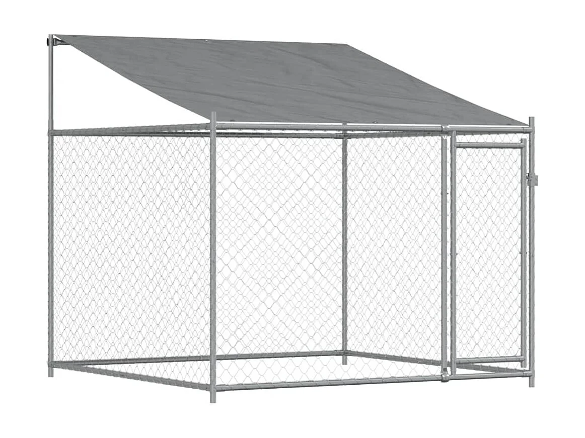 Cage pour chien avec toit et porte gris 12x2x2m acier galvanisé