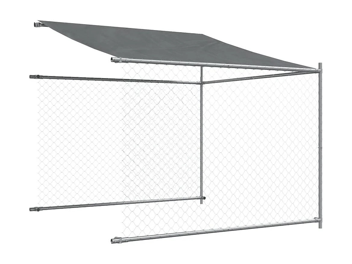 Cage pour chien avec toit et porte gris 12x2x2m acier galvanisé