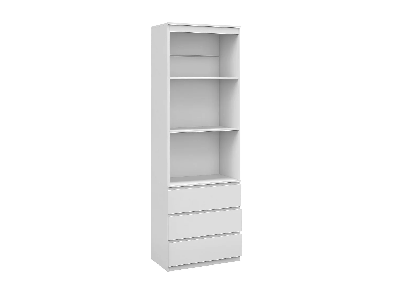 Bibliothèque 3 étagères 3 tiroirs - dim. 60L x 35l x 180H cm - panneaux aspect bois blanc