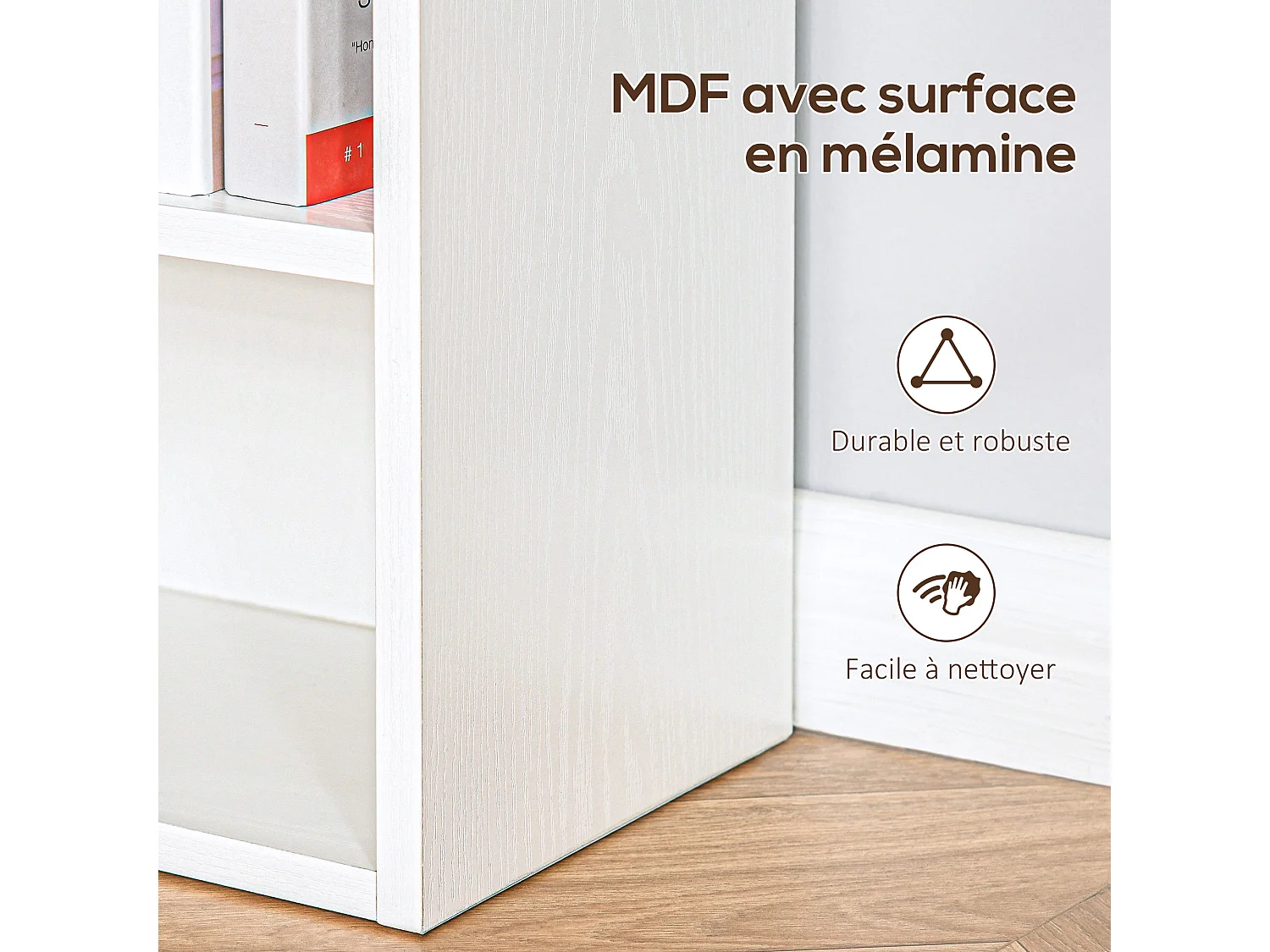 Bibliothèque étagère 6 niveaux design zig zag dim. 60 x 21 x 162,5 cm effet bois blanc