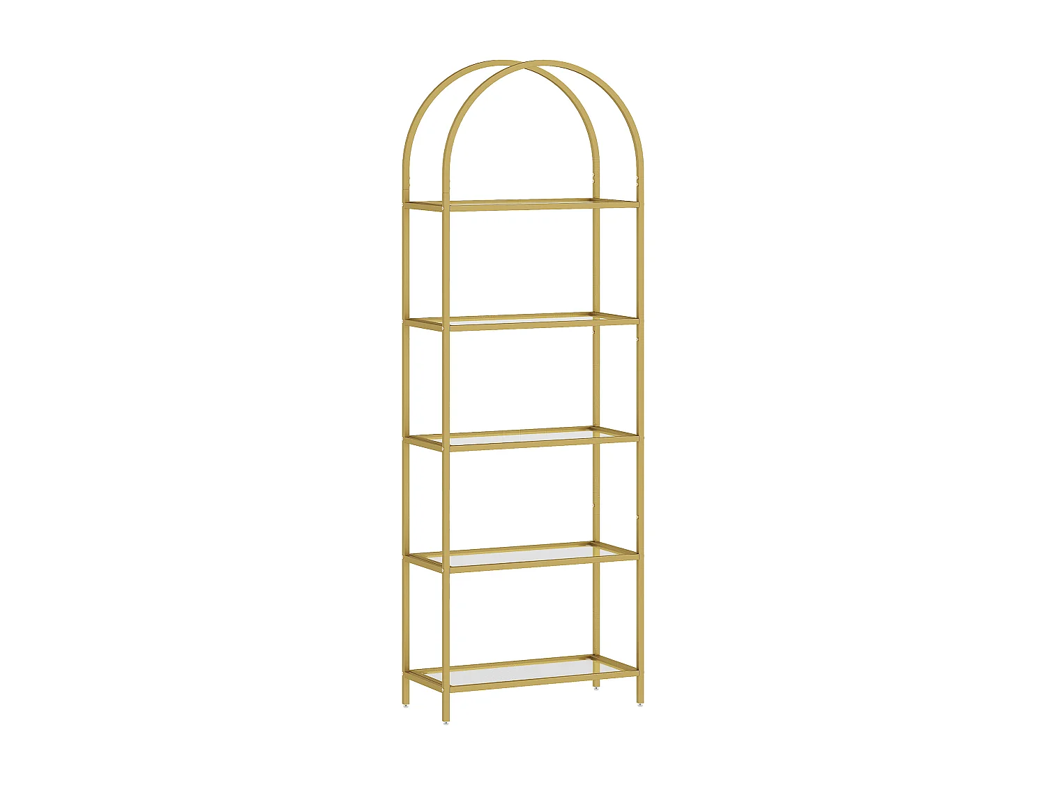 Bibliothèque design art déco structure métal doré étagères verre trempé dim. 60 x 30 x 175 cm