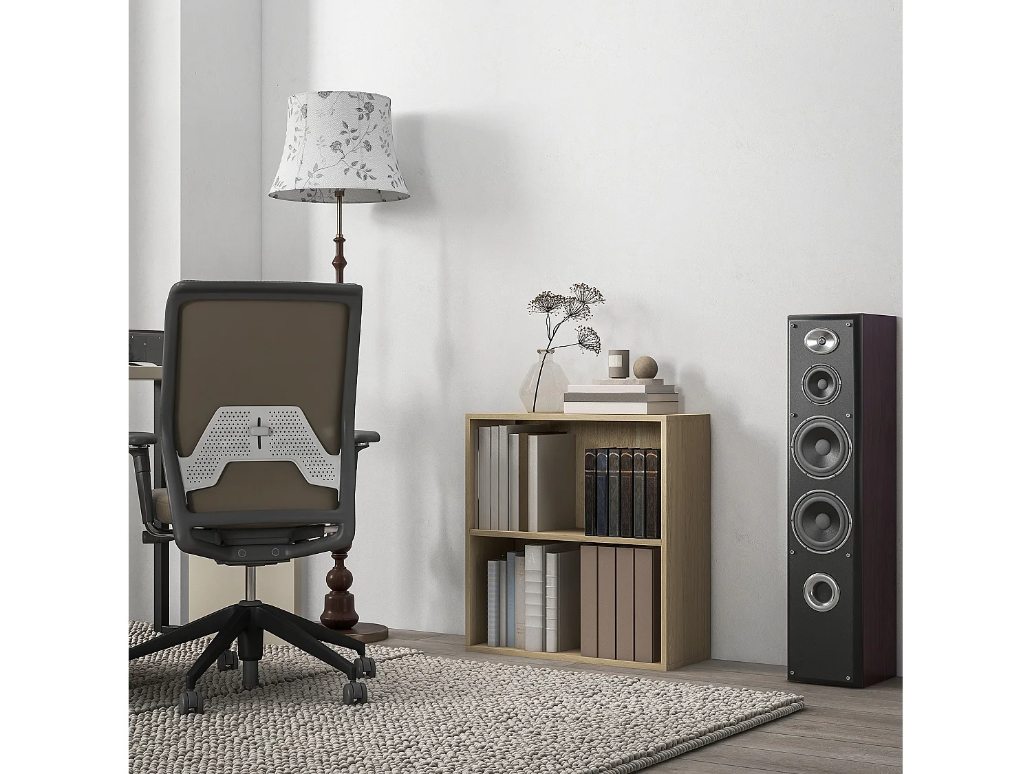 Bibliothèque cube - cube de rangement 2 compartiments - dim. 60 x 24 x 63 cm - effet bois clair