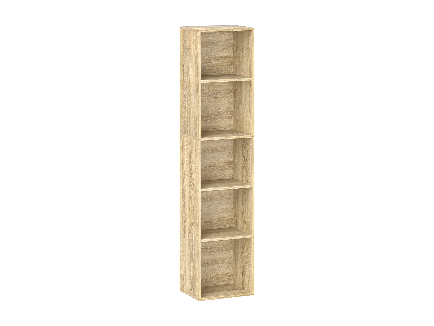 Étagère cube colonne - bibliothèque - rangement 5 compartiments - dim. 30 x 24 x 133 cm - effet bois naturel