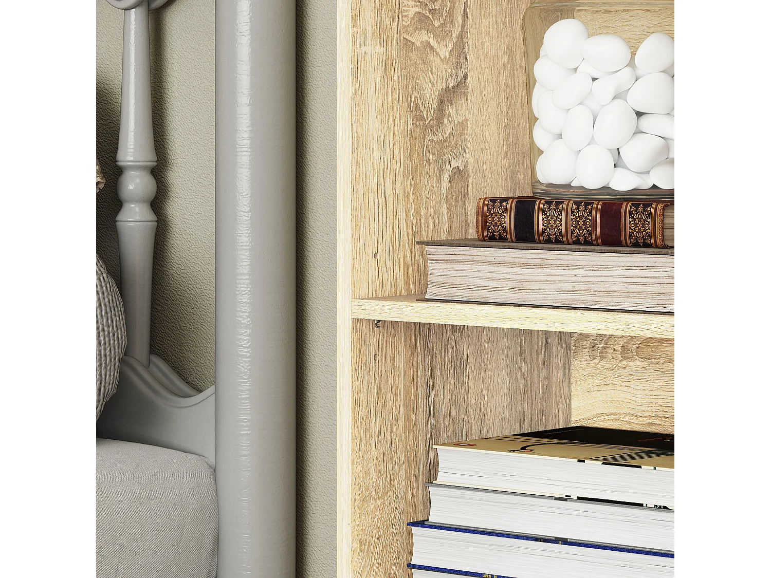 Étagère cube colonne - bibliothèque - rangement 5 compartiments - dim. 30 x 24 x 133 cm - effet bois naturel