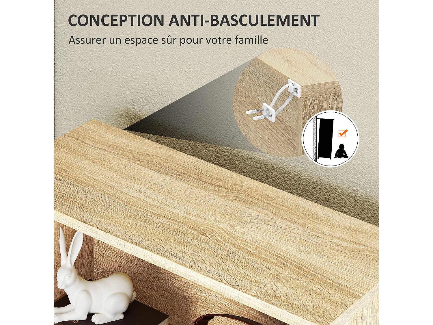 Étagère cube colonne - bibliothèque - rangement 5 compartiments - dim. 60 x 24 x 133 cm - effet bois naturel