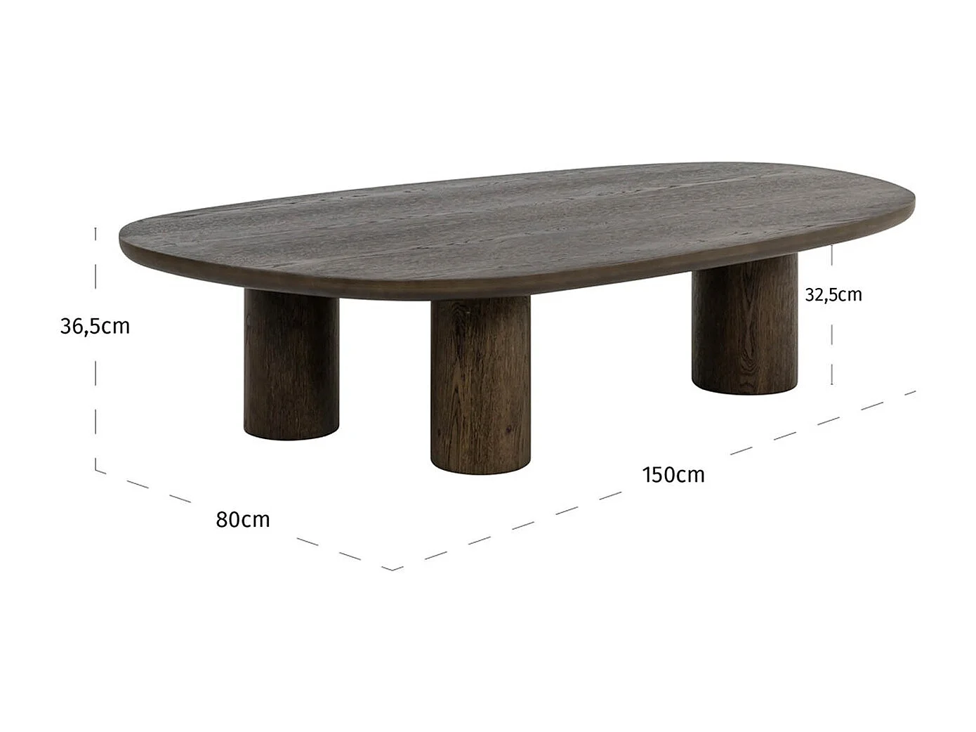 Table basse design chêne brun finition élégante