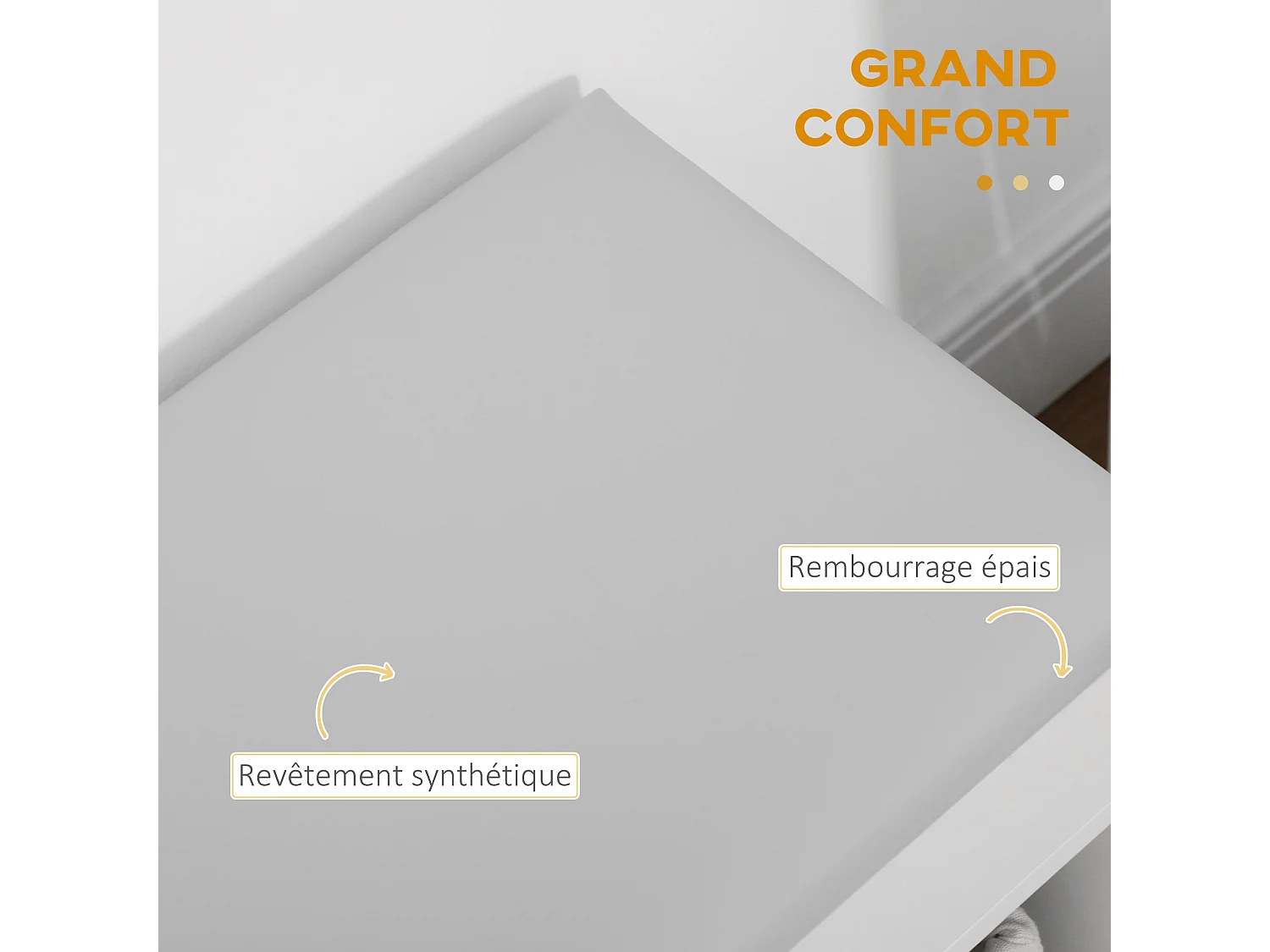 Meuble chaussures banc à chaussures 2 niveaux rangement, niche, coffre coussin blanc gris