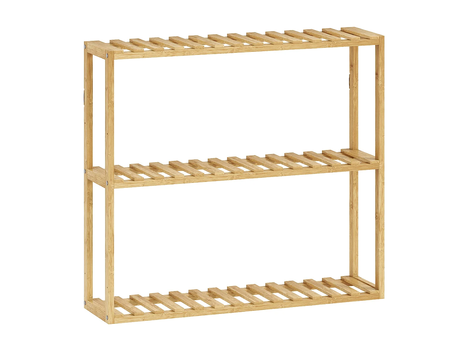 Étagère salle de bain bois bambou verni 3 niveaux réglables étagères à lattes dim. 43 x 31 x 80 cm