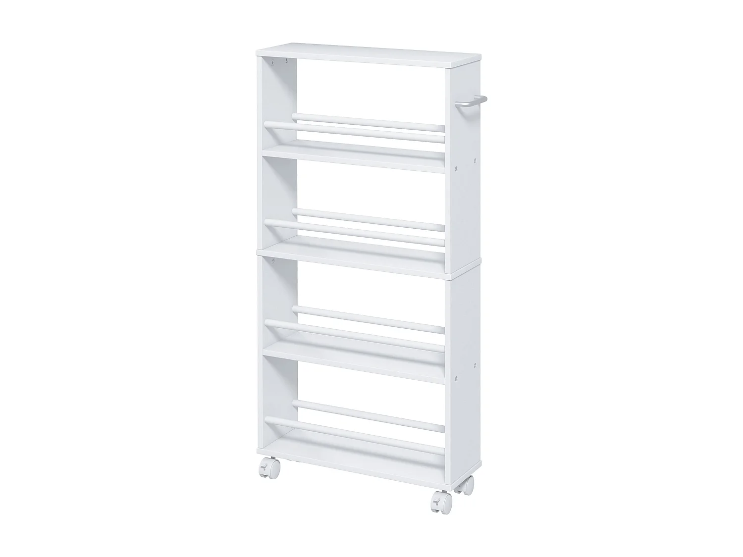 Chariot de rangement 4 niveaux - desserte à roulettes - cuisine ou salle de bain - blanc