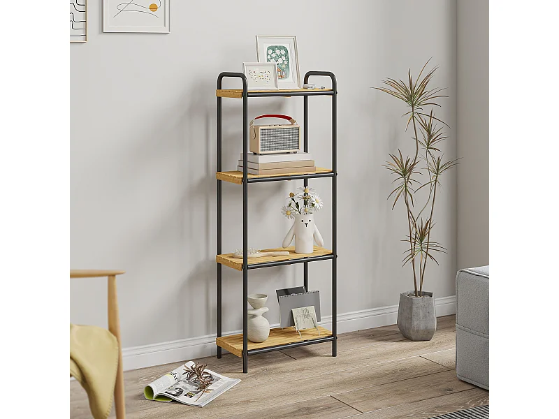 Bamboe Badkamerrek 4 Niveaus Vrijstaand Zwart 41,5 x 21,5 x 106 cm