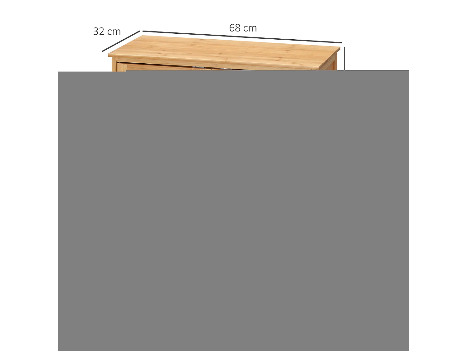 Meuble salle de bain bois bambou 2 portes 2 étagères dim. 60 x 30 x 120 cm naturel
