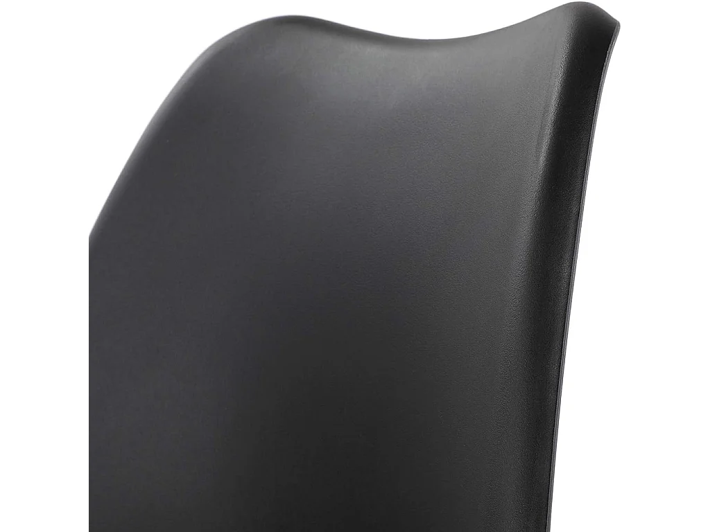 Conjunto de 4 cadeiras em polipropileno preto, almofada em couro sintético, pernas em madeira de faia, 47x52x82 cm - WYNWOOD