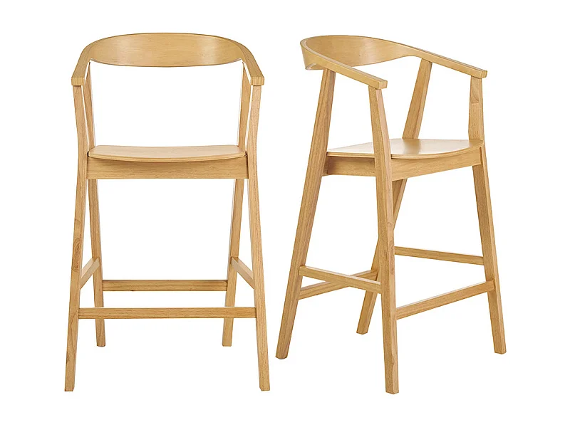 Tabourets de bar scandinaves en bois clair (lot de 2) BAHIA