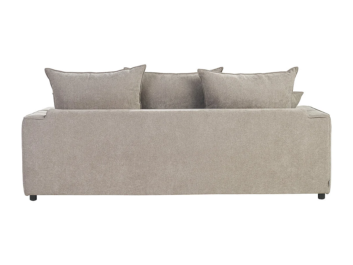 Divano letto 3 posti in tessuto effetto velluto taupe con materasso 12 cm ARMAND