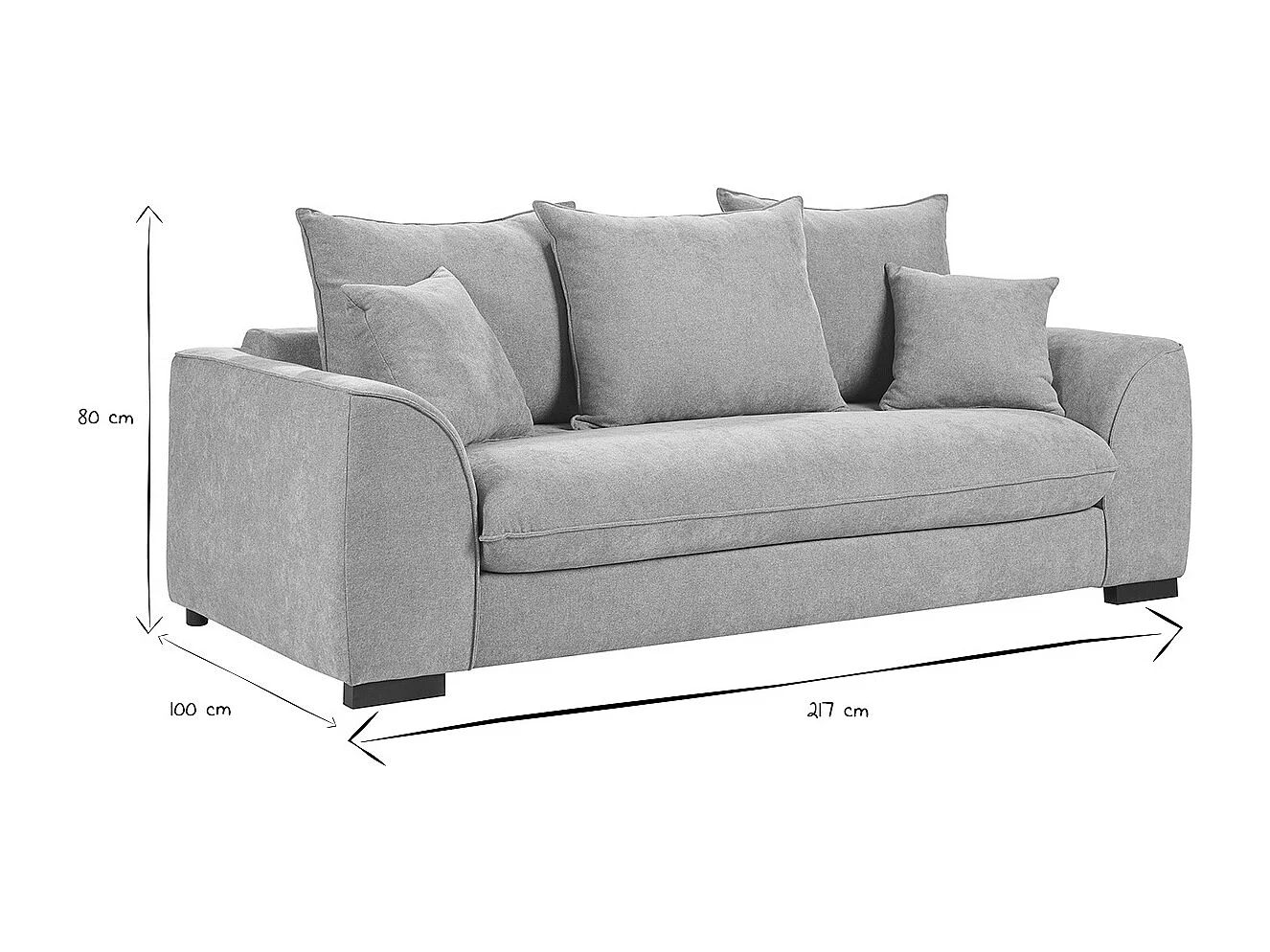 Divano letto 3 posti in tessuto effetto velluto taupe con materasso 12 cm ARMAND