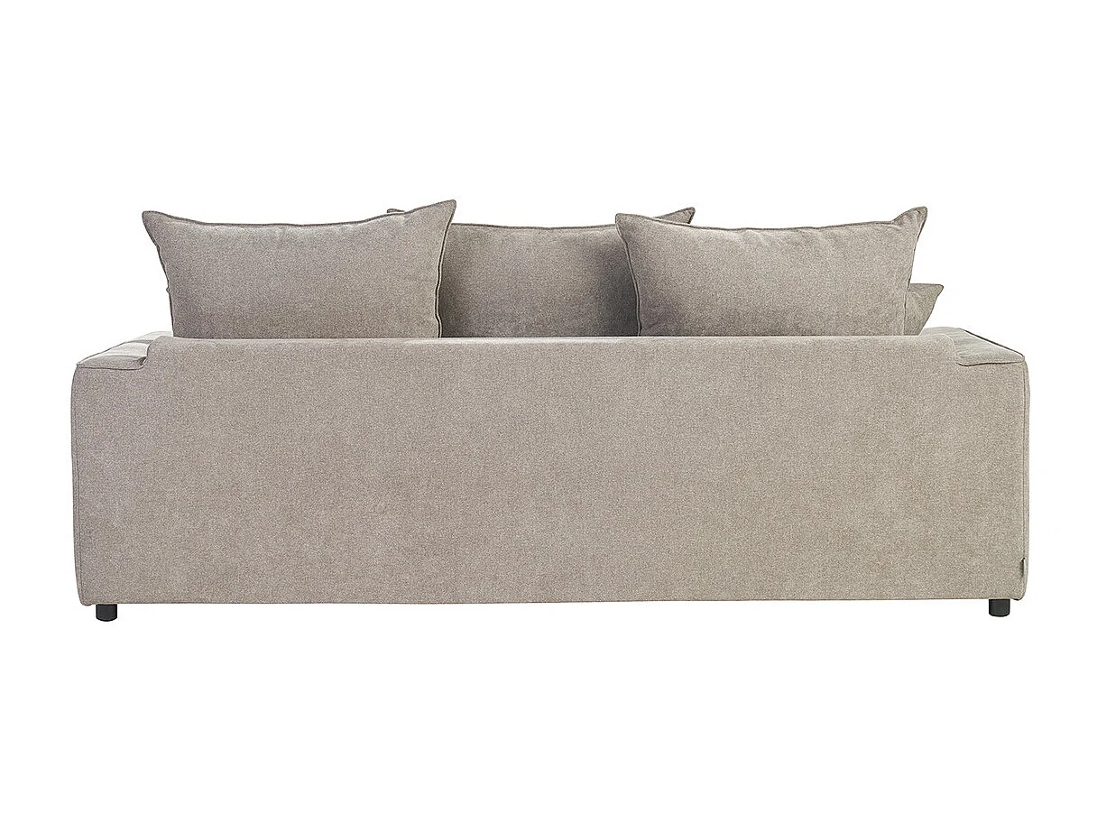 Divano letto 3 posti in tessuto effetto velluto taupe con materasso 12 cm ARMAND