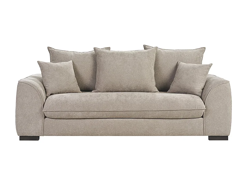 Divano letto 3 posti in tessuto effetto velluto taupe con materasso 12 cm ARMAND