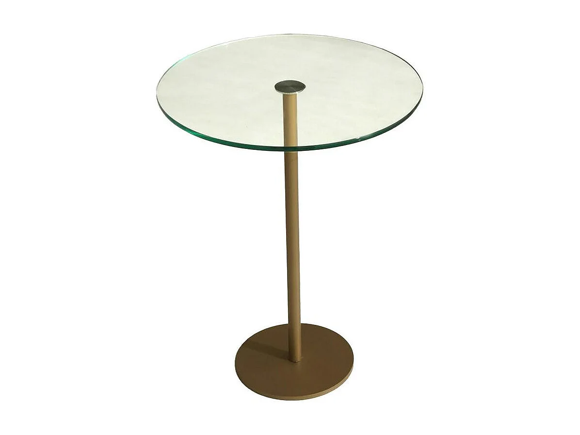 Bout de canapé rond en verre, pied métal doré Ø40 cm TULUM