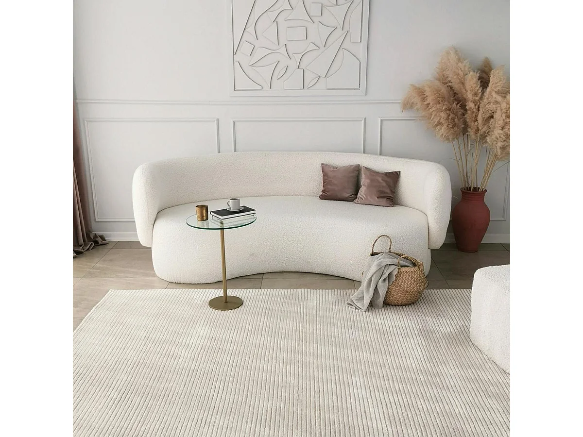 Bout de canapé rond en verre, pied métal doré Ø40 cm TULUM