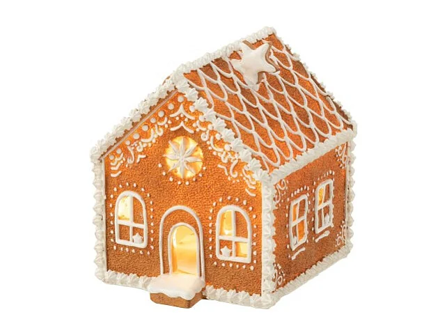 Casa de Navidad de resina marrón de 18x15x17.5 cm
