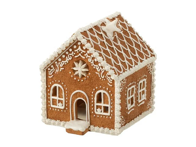 Casa de Navidad de resina marrón de 18x15x17.5 cm