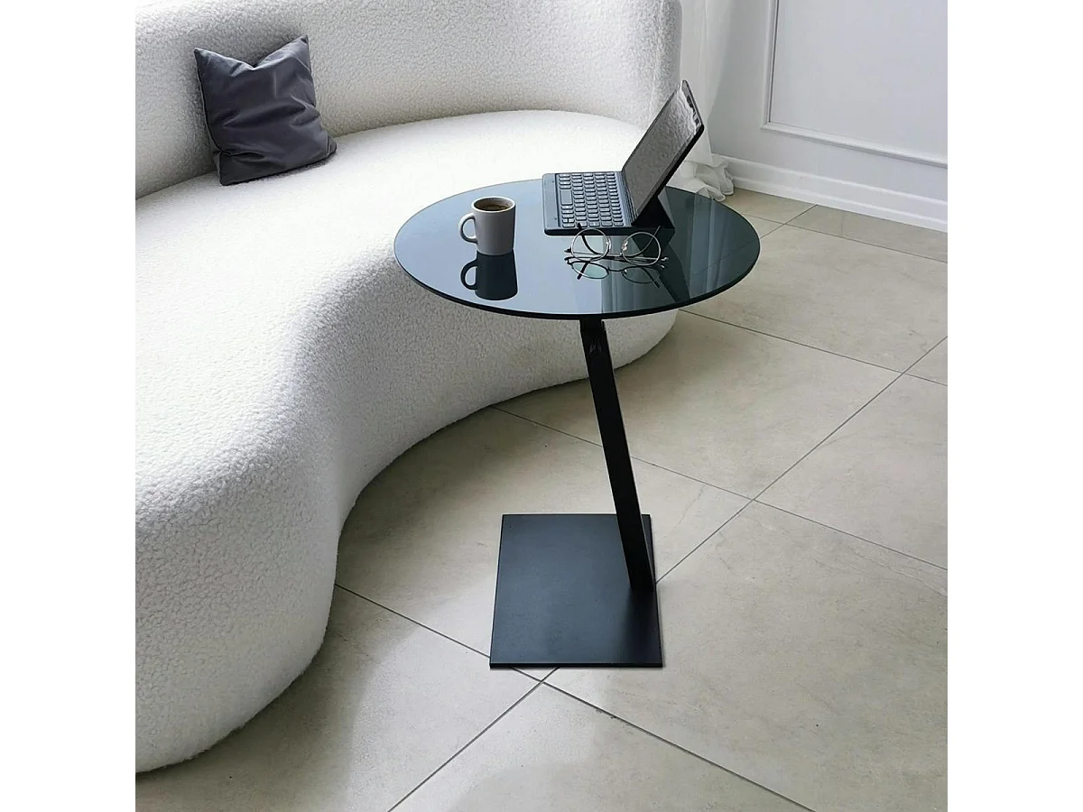 Table d'appoint ordinateur en verre teinté, réglable TULUM