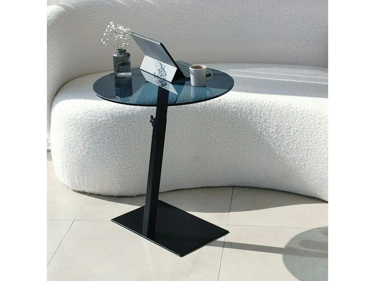 Table d'appoint ordinateur en verre teinté, réglable TULUM