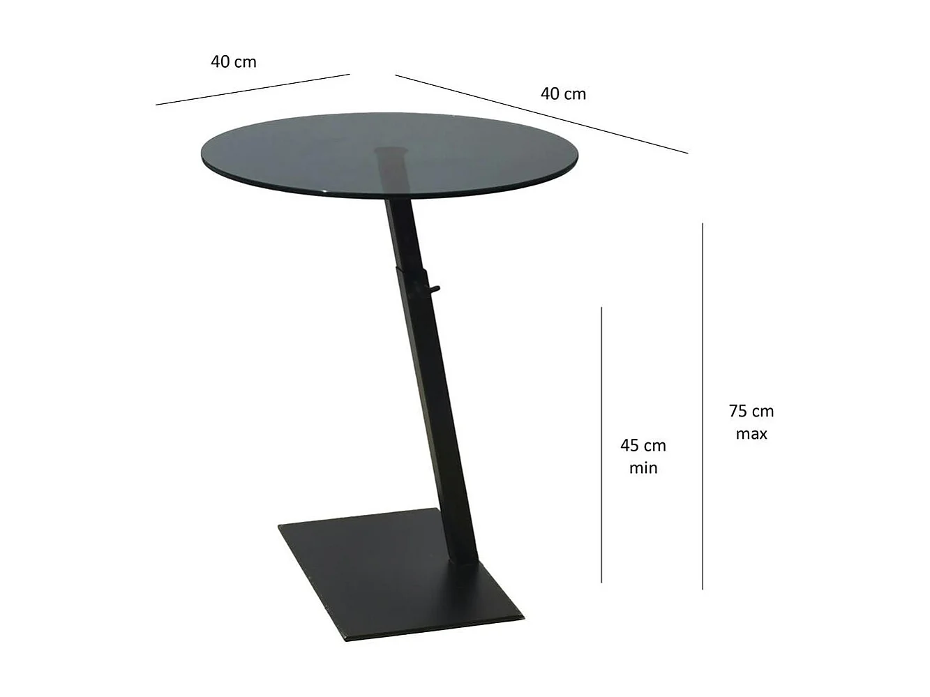 Table d'appoint ordinateur en verre teinté, réglable TULUM