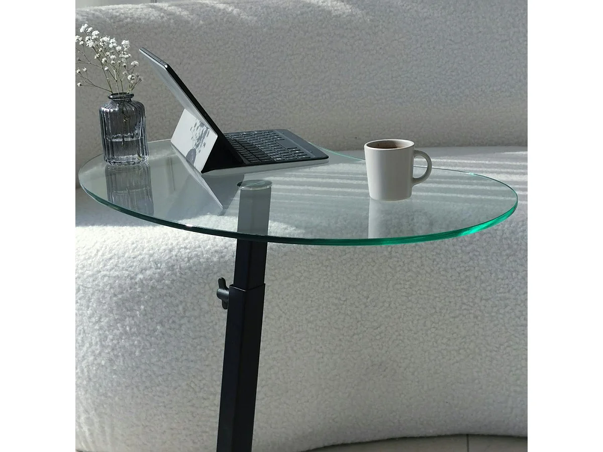 Table d'appoint en verre pour ordinateur, réglable TULUM