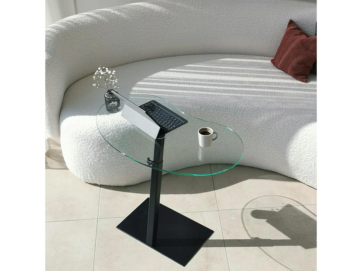 Table d'appoint en verre pour ordinateur, réglable TULUM