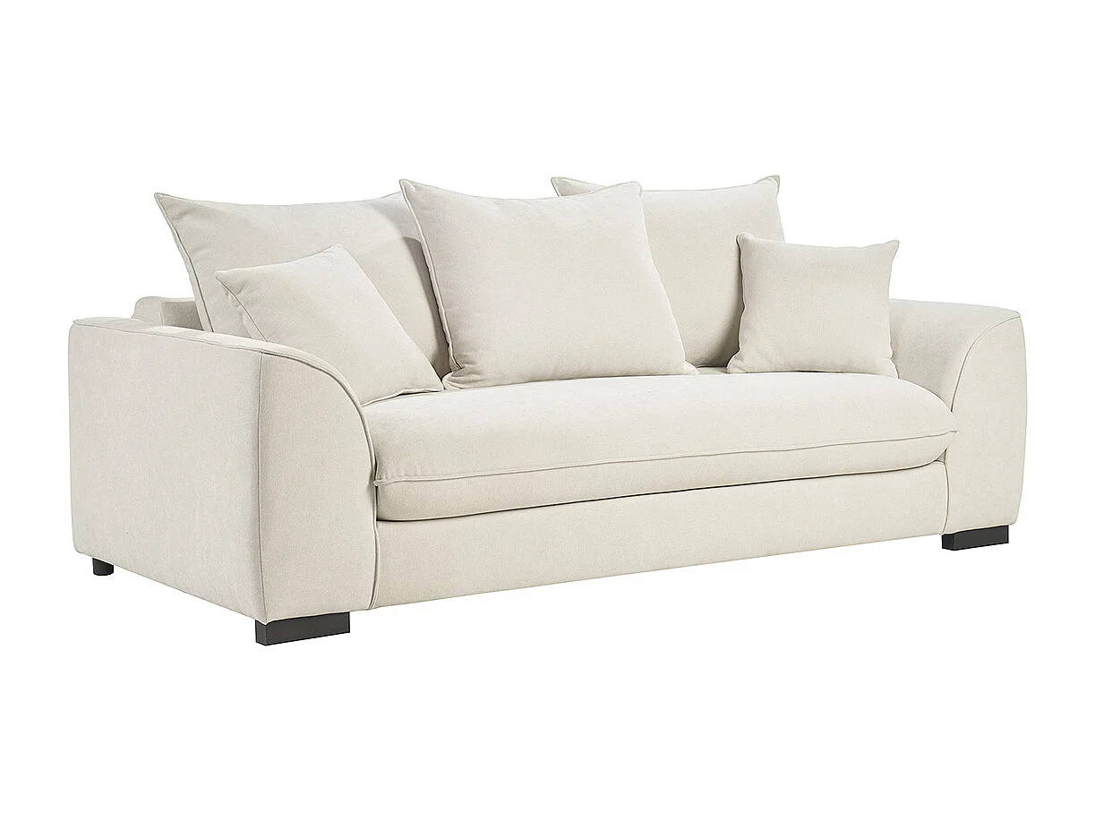 Divano letto 3 posti in tessuto effetto velluto beige con materasso 12 cm ARMAND