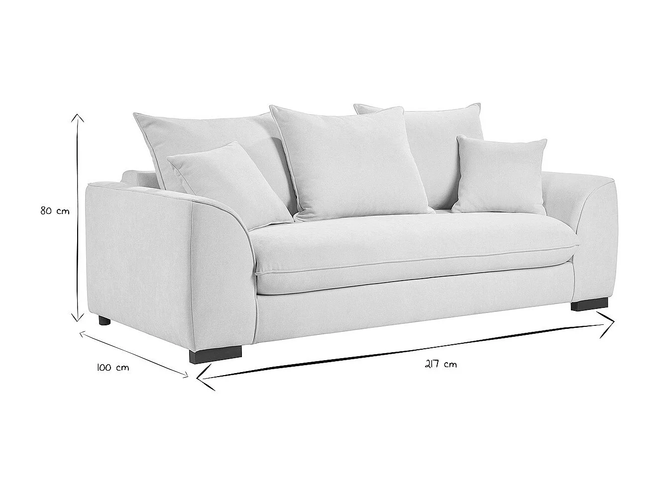 Divano letto 3 posti in tessuto effetto velluto beige con materasso 12 cm ARMAND