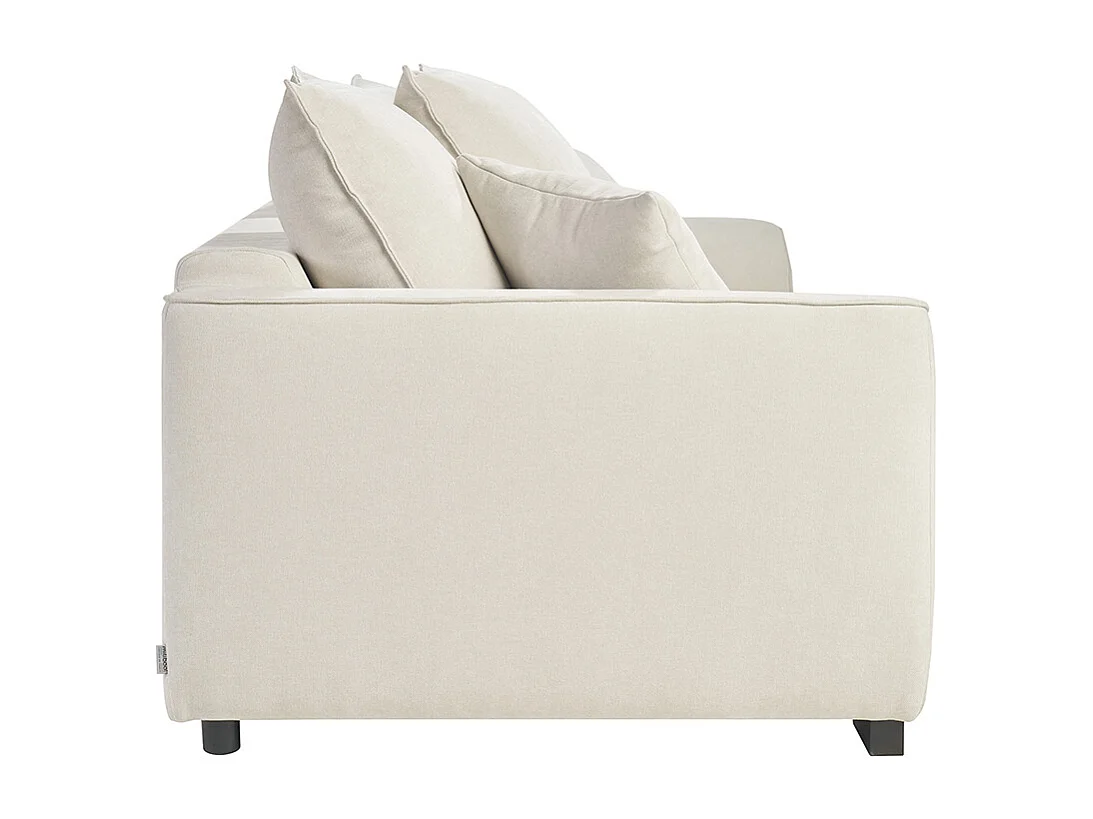 Divano letto 3 posti in tessuto effetto velluto beige con materasso 12 cm ARMAND