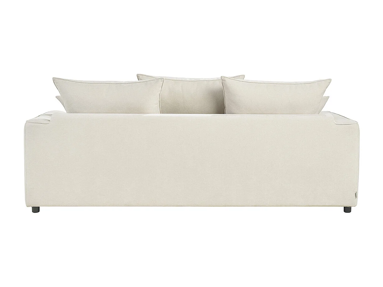 Divano letto 3 posti in tessuto effetto velluto beige con materasso 12 cm ARMAND