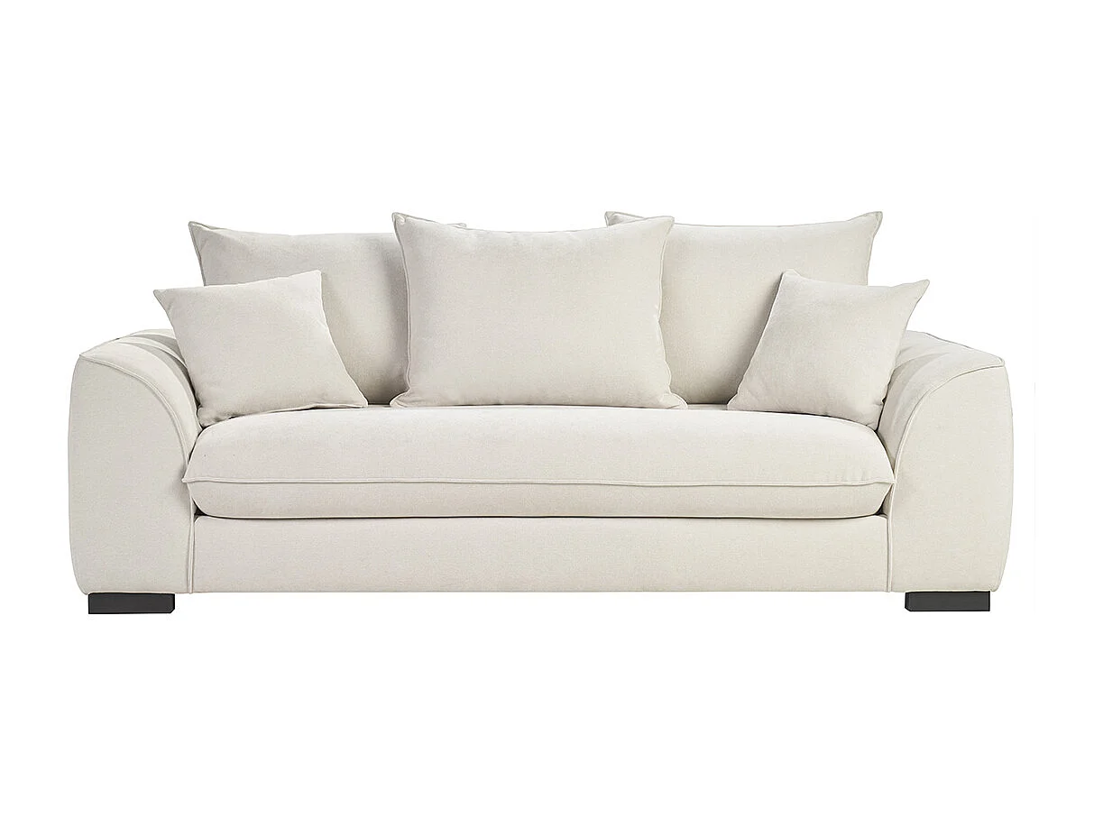 Divano letto 3 posti in tessuto effetto velluto beige con materasso 12 cm ARMAND