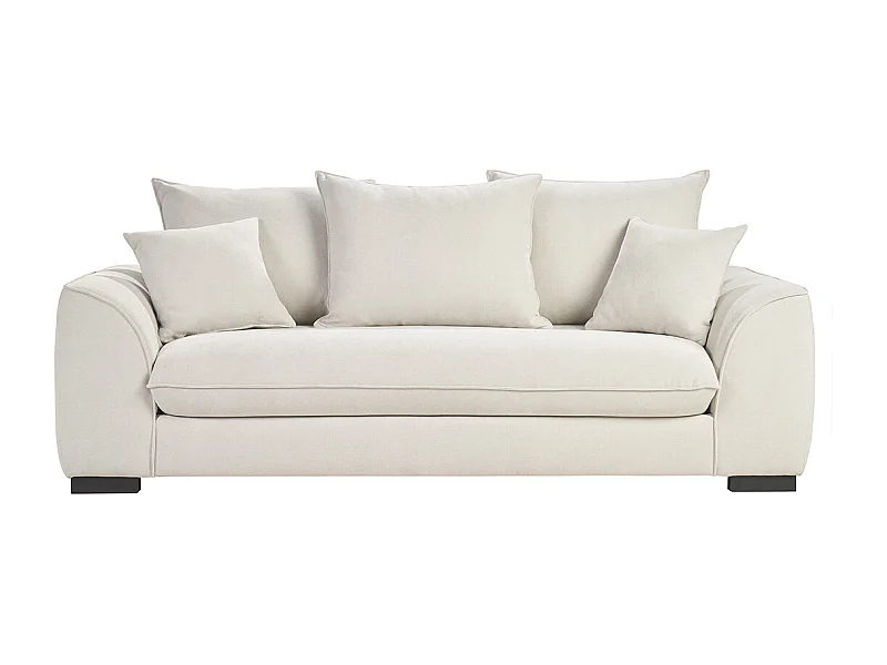 Canapé convertible 3 places en tissu effet velours beige avec matelas 12 cm ARMAND