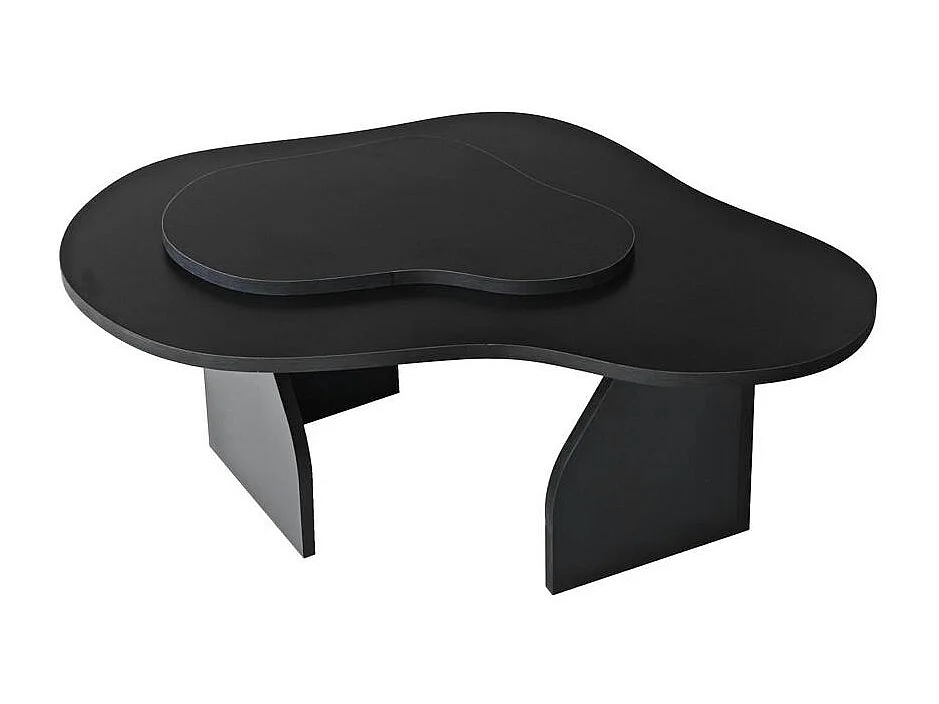 Table basse noire organique effet bois, 2 plateaux MARFA